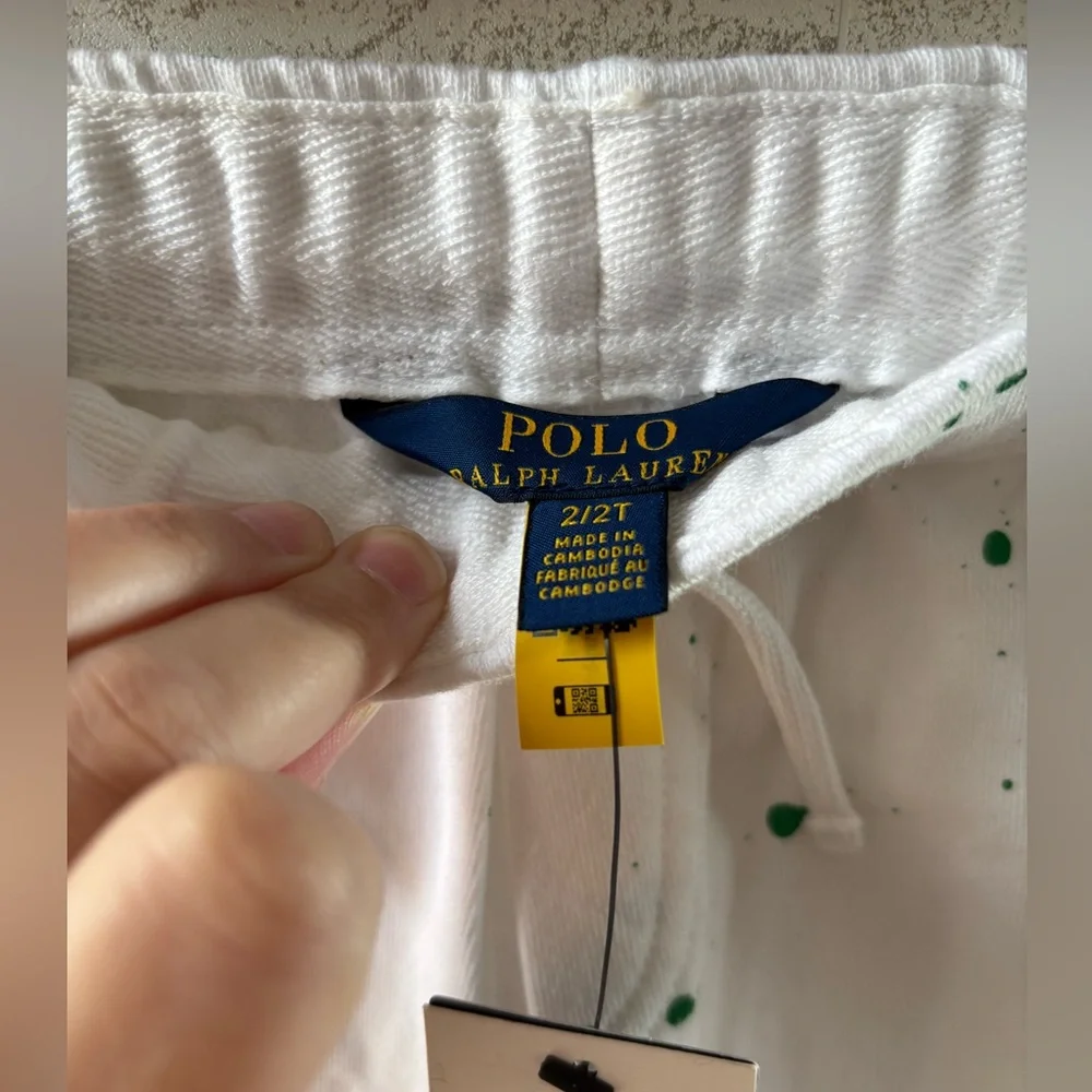 NWT Polo Ralph Lauren Kids Paint Splatter Print Spa Terry Shorts Size 2T‎